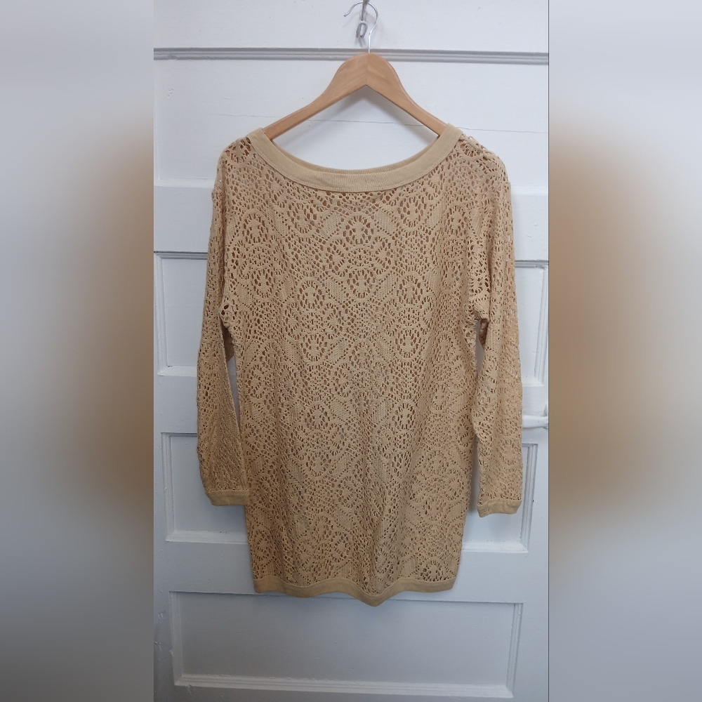 Vintage Beige Lace Knit Sweater